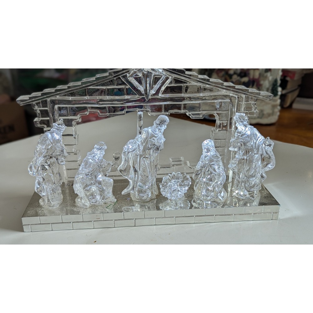 Kurt Adler battery-operated light-up LED musical acrylic nativity scene